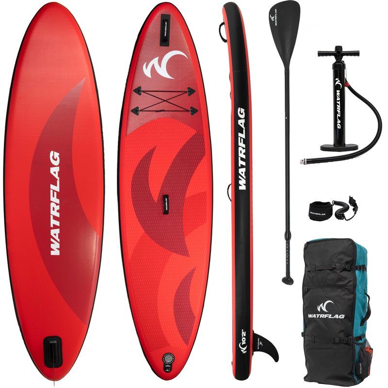 Hochwertiges aufblasbares SUP Board - WATRFLAG Flow Rot 10'2“ - Set - ALLROUND