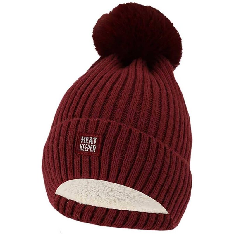 Heatkeeper Damenmütze mit Pompon - Bordeaux
