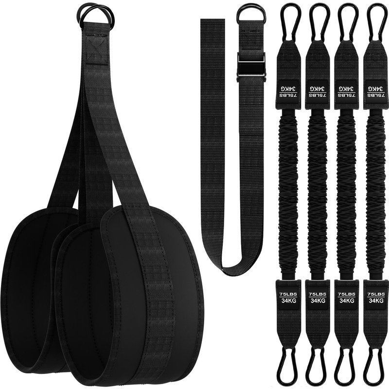 Klimmzughilfe Set mit Fußschlaufe & 4 Seilen, 136 kg Unterstützung im Home Gym