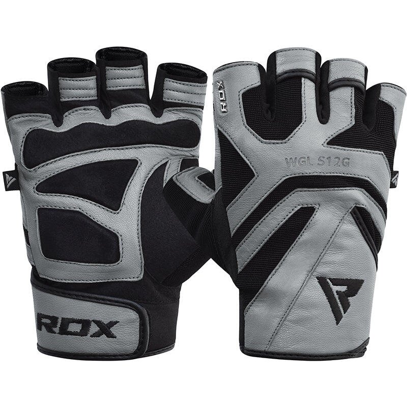 FITNESS-HANDSCHUH AUS LEDER S12 GRAU-S