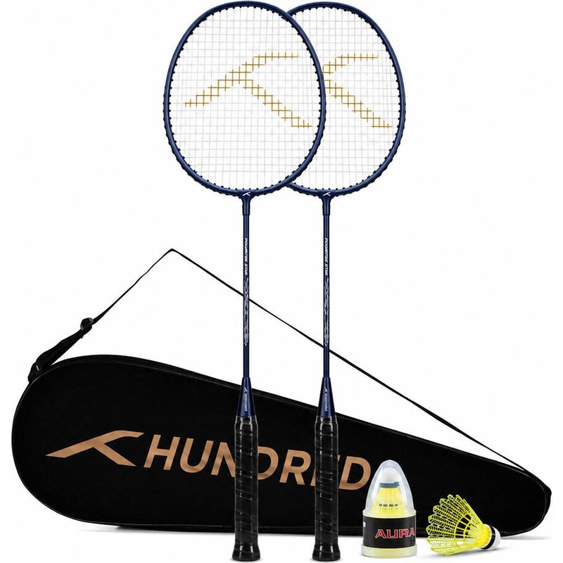 Badminton Set Anfänger - Powertek Star 2 Schläger, 2 Federbälle, Schutzhülle