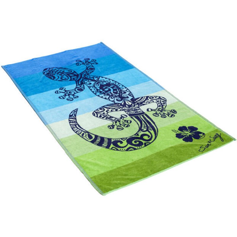 JACQUARD-STRANDTUCH GECKO BLAU + GRÜN