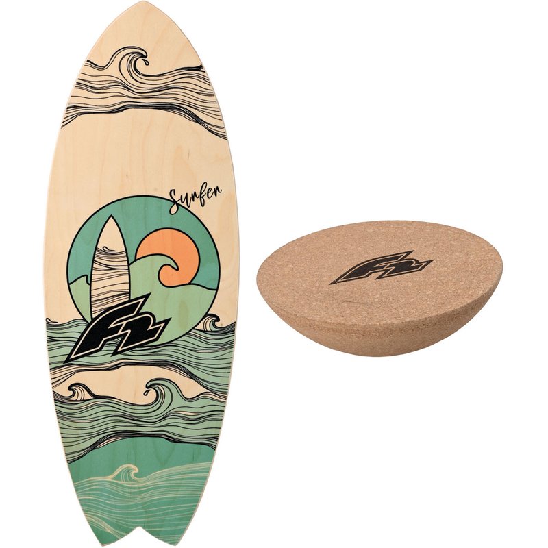 F2 Set Balance Board Surfer 87x32cm mit Kork Halbkugel
