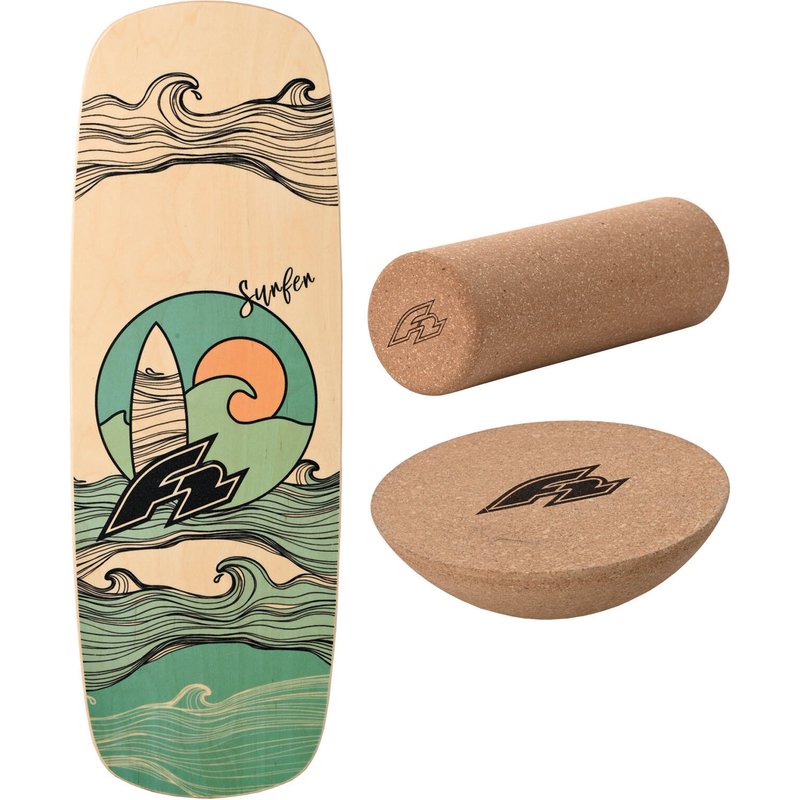 F2 Set Balance Board Pill 86x30cm + Halbkugel und Korkrolle