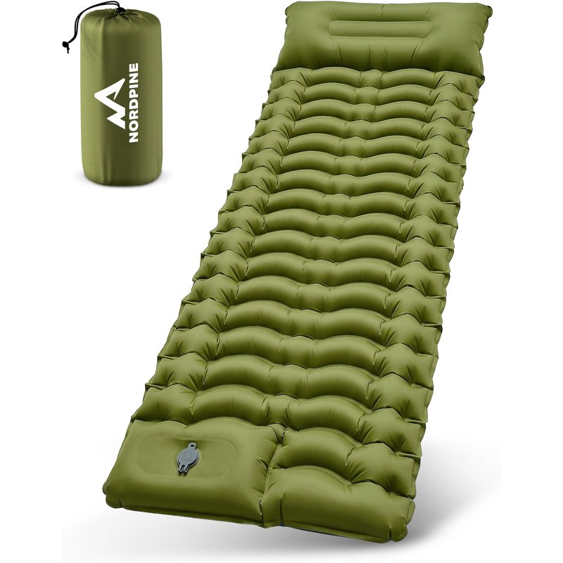 Aufblasbare Isomatte mit integrierter Fußpumpe und Koppel-System für Camping