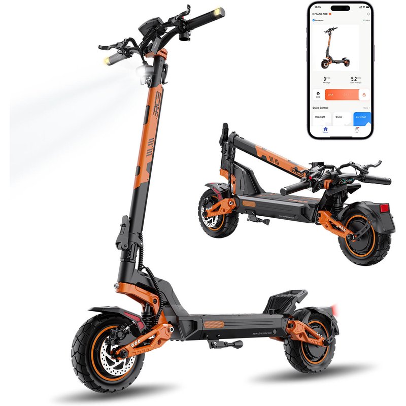 E-Scooter D7 MAX mit ABE, Doppelmotor 3600W, 10", 27Ah, Steigung 48,7%