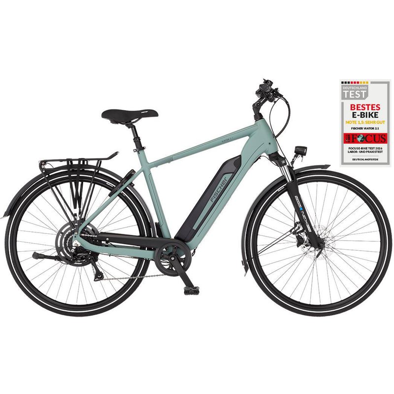 FISCHER Trekking E-Bike VIATOR 2.1 ACTIVE - grün, 28 Zoll, RH 55 cm, 459 Wh