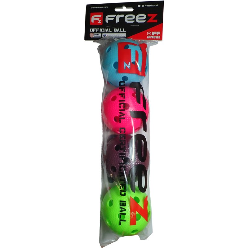 Unihockeybälle zertifiziert FREEZ - 4 Stück im Beutel