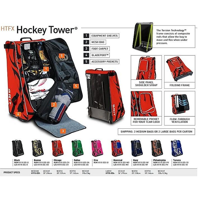 Tasche Grit HTFX Hockey Tower Senior 36 Zoll