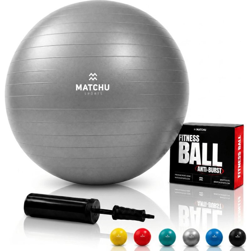 Gymnastikball 75 cm - Sitzball - Pilatesball - Yogaball - Silber