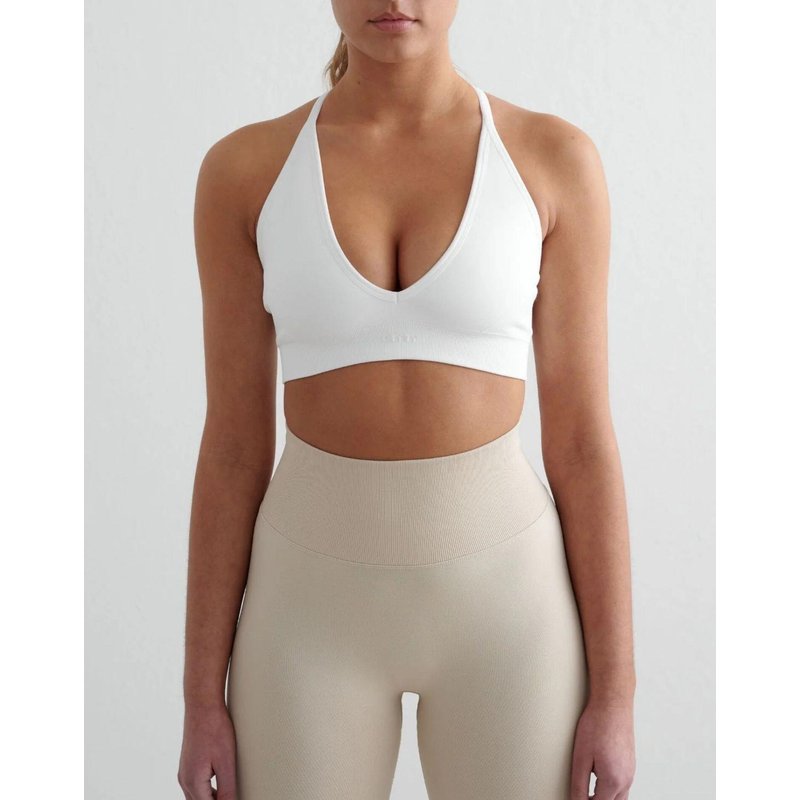 Damen Sport-BH Nahtlos Cross Back Tiefen Ausschnitt Weiß