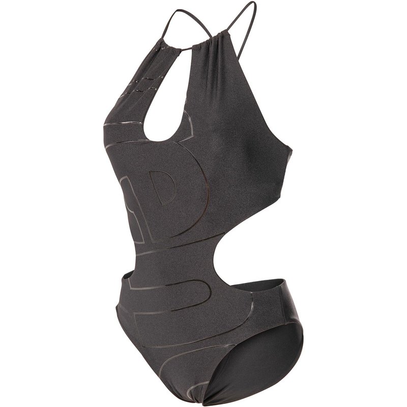 W Arena Logotype Cutout Swimsuit - black