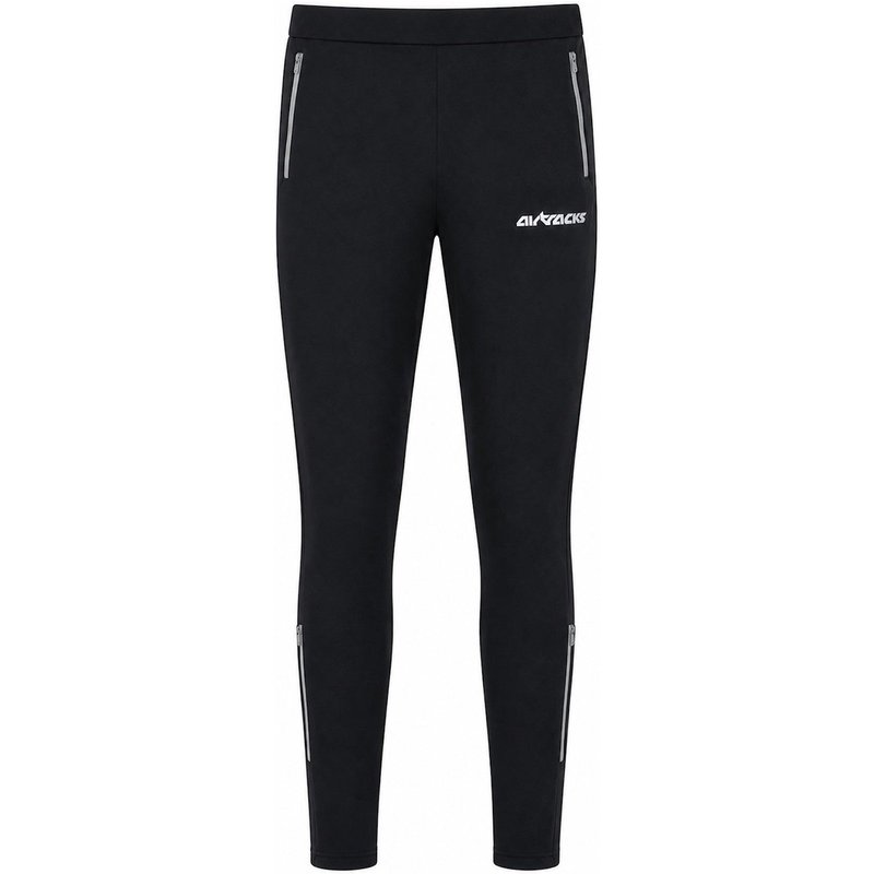 Herren Winter Thermal Laufhose Lang Pro Team Schwarz Silber