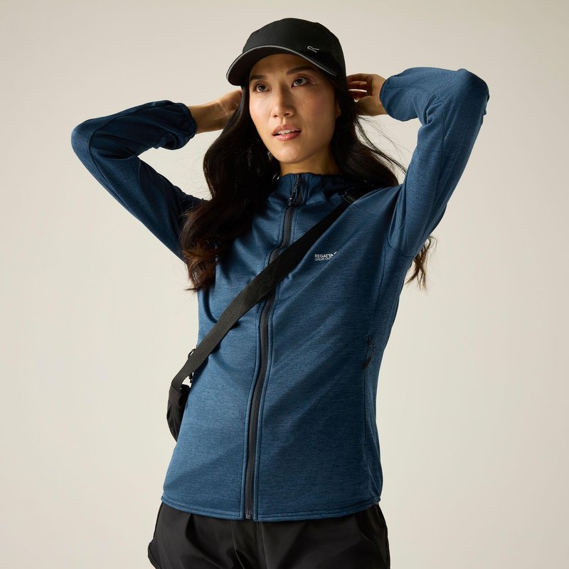 Damen Ferna melierter Stretch‑Midlayer mit Kapuze und Vollreißverschluss