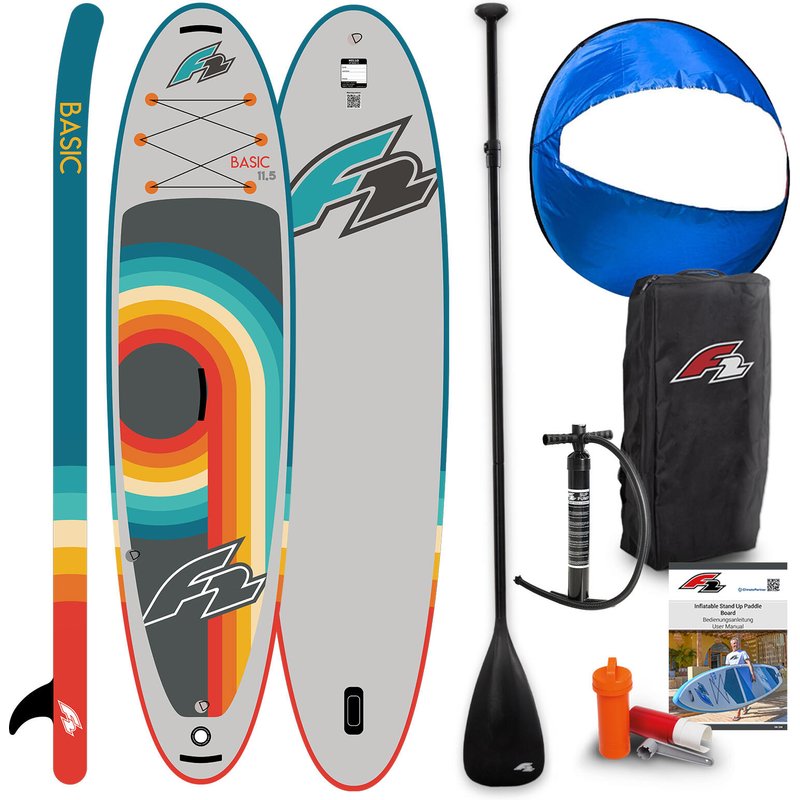 F2 SUP Stand Up Paddle Board Basic Round Sail Set 10'6'' Grau
