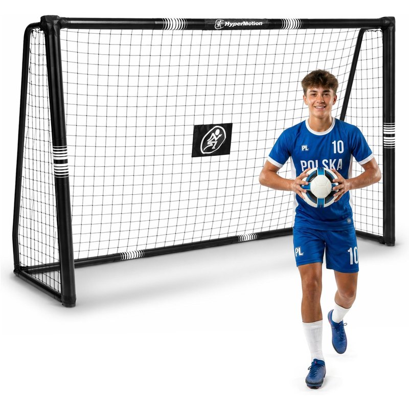 Fußballtor HyperMotion 240x160x85 cm aus schwarzem Stahl – EN71