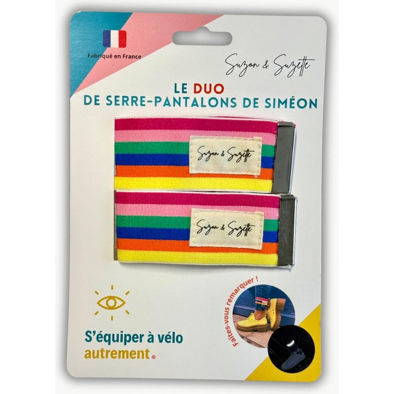 Set mit 2 reflektierenden Fahrradhosenclips, Regenbogen-Set