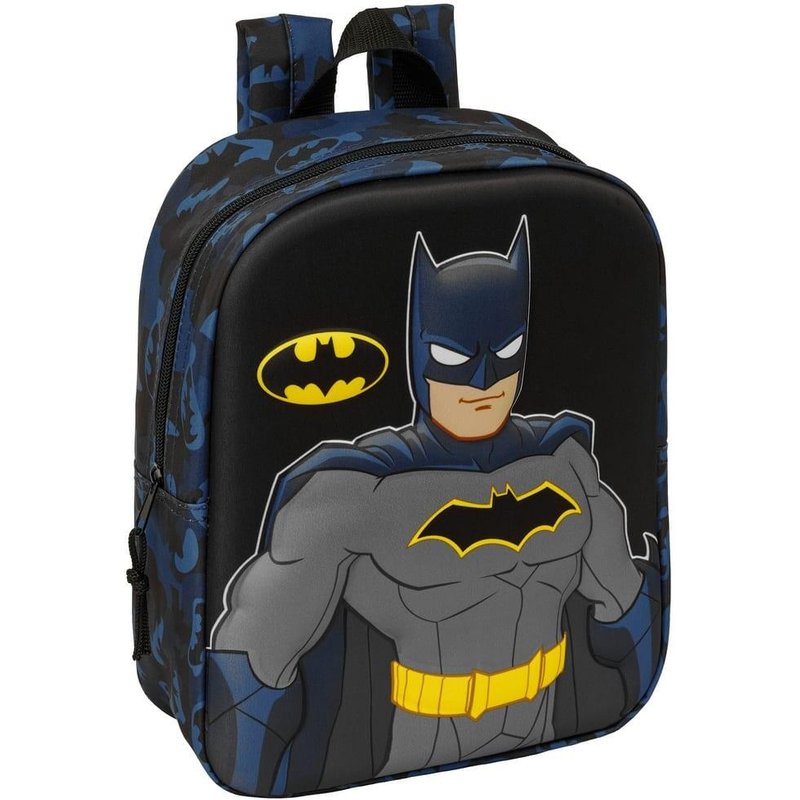 Batman 3D-Kinderrucksack mit blauem und schwarzem Reißverschluss