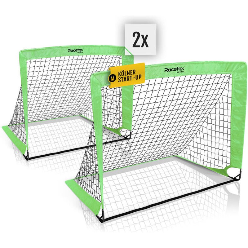 RACETEX 2er Pop-Up Fußballtor Kinder Set, Neongrün