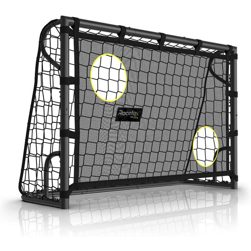 RACETEX Goal Black – Schwarzes Stahl-Fußballtor mit abnehmbarer Torwand
