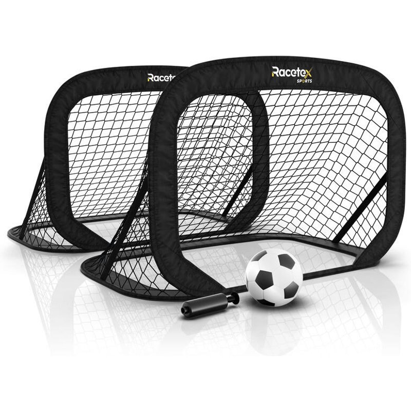 RACETEX 2 faltbare Fußballtore Kids 120 cm mit Ball und Handpumpe