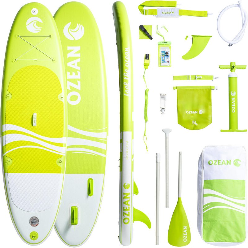 SUP-Board OZEAN 305 cm aufblasbar - Paddle Board + 11 Zubehörteile Grün