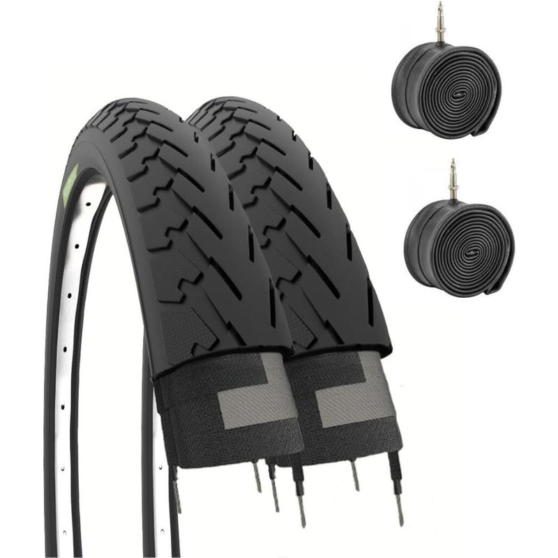2 Reifen 700x35C (37-622)+Schläuche, Reifen Rad 700x35C schwarz trekking EV