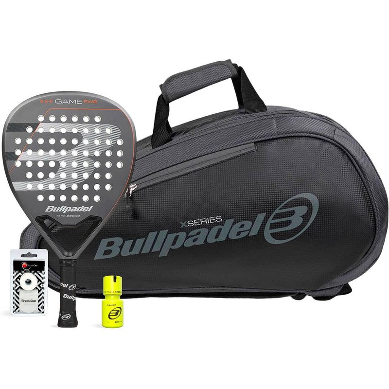 Pack Bullpdel Game Pwr Grau Padeltasche Avant 2 Dry Grip