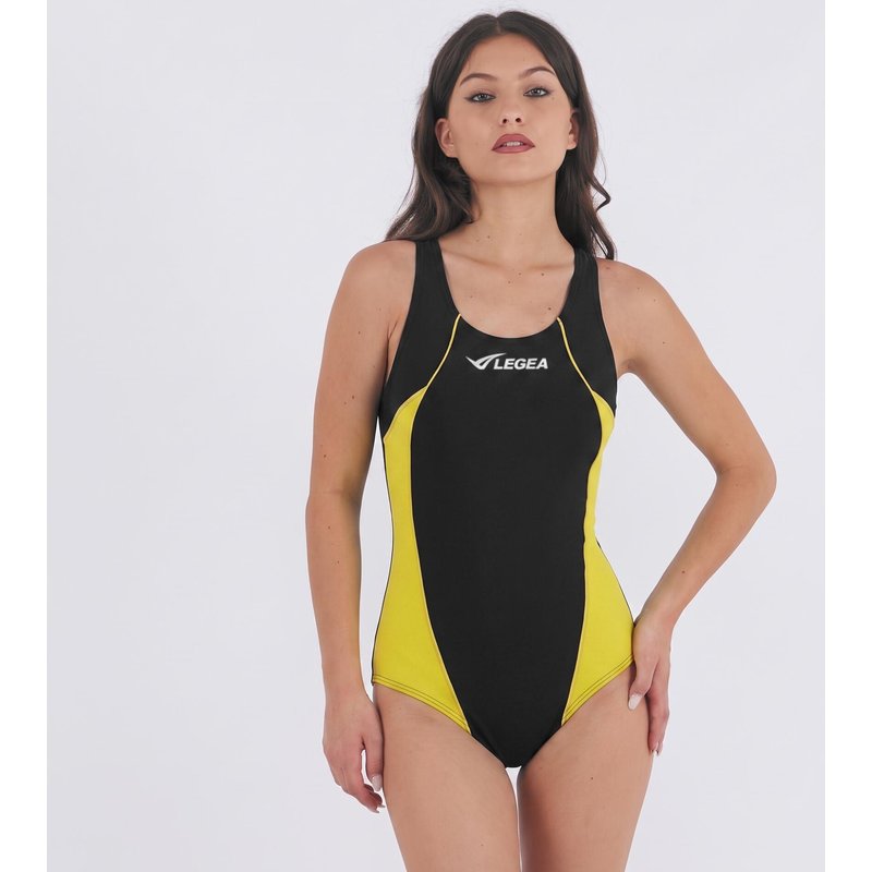 Badeanzug Damen Schwimmen Panarea Gelb-Schwarz