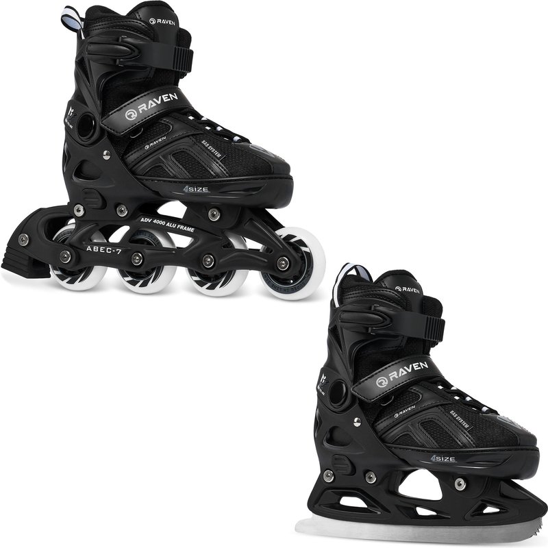 Verstellbare Rollschuhe Schlittschuhe 2in1 Pulse Schwarz