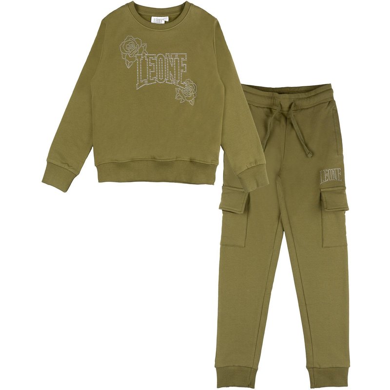 Leone 1947 Nature Mädchen Winter-Trainingsanzug mit Rundhalsausschnitt Cargohose