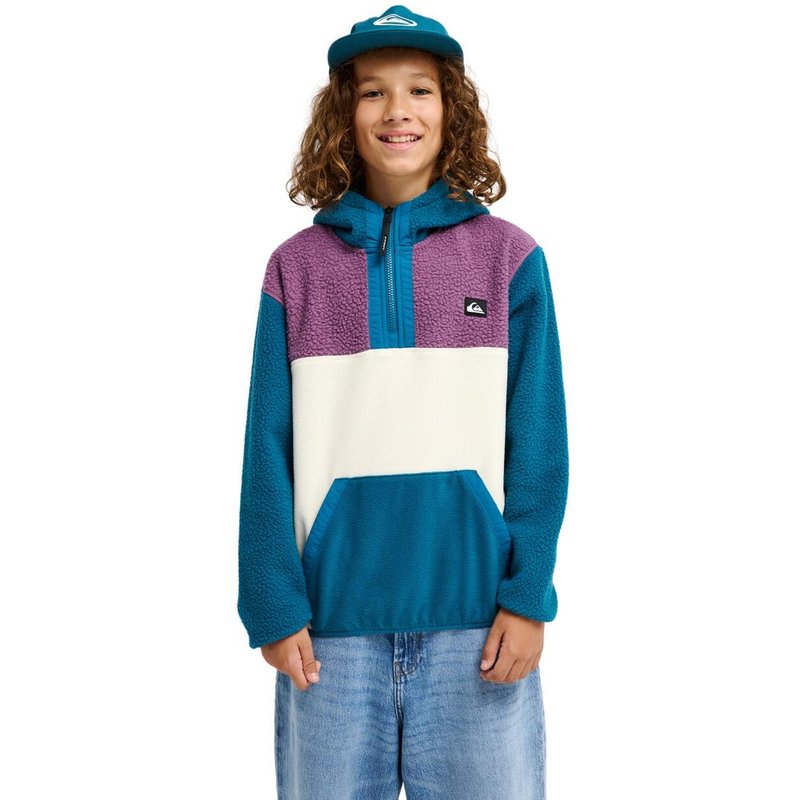 Sherpa-Fleece mit Halbreißverschluss OCEAN VIEW MIX Blau Junge