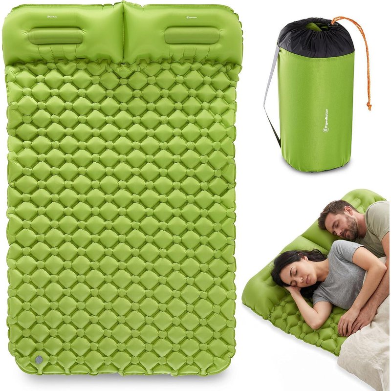 Ultralight aufblasbare 2-Personen-Wander- und Campingmatratze Campmat 2 grün
