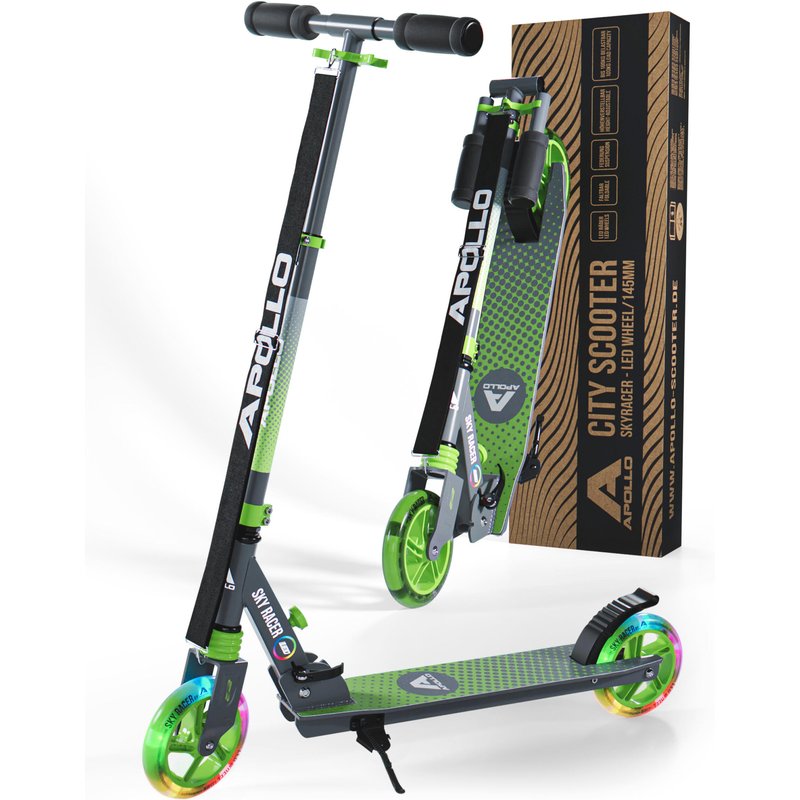 Apollo SkyRacer 145 mm City-Roller mit Federung LED-Rollen klappbar