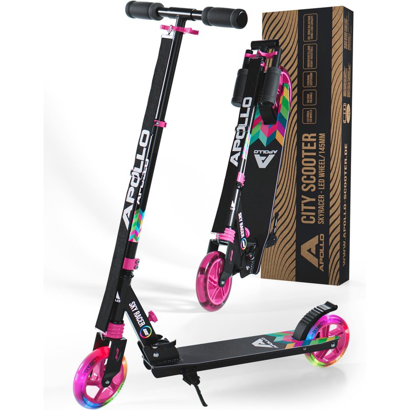 Apollo SkyRacer 145 mm City-Roller mit Federung LED-Rollen klappbar