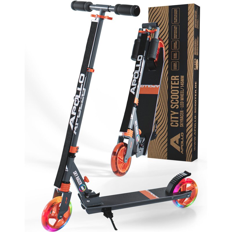 Apollo SkyRacer 145 mm City-Roller mit Federung LED-Rollen klappbar