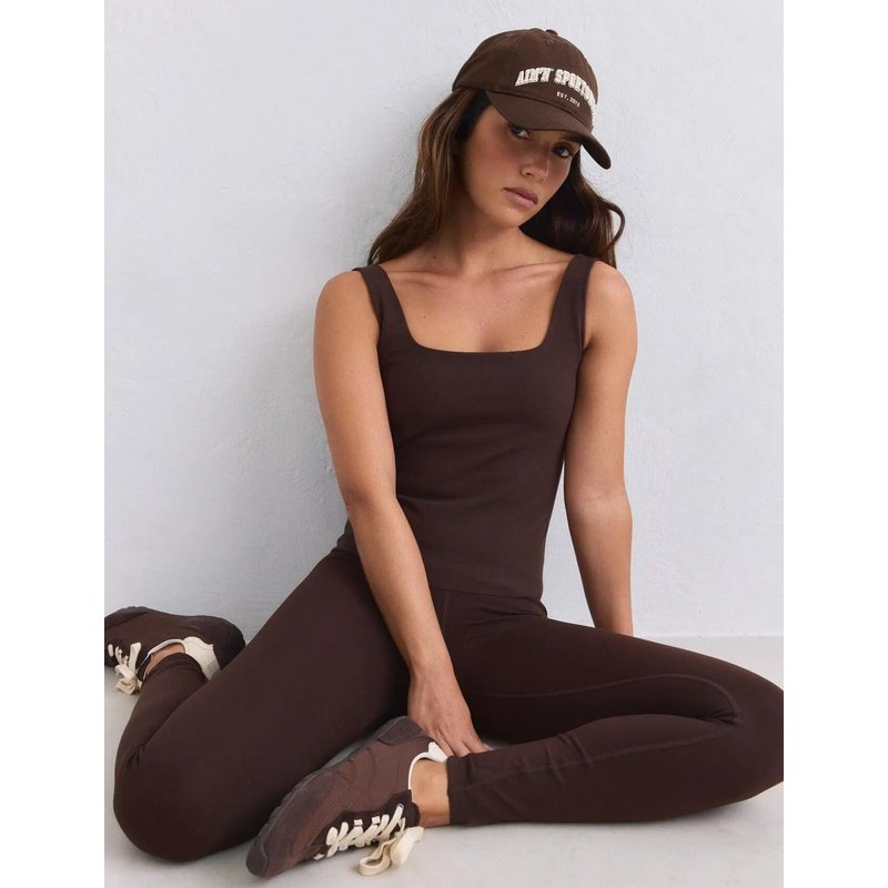 Damen Singlet second skin Schweißableitend Herausnehmbare Polster Sense Braun