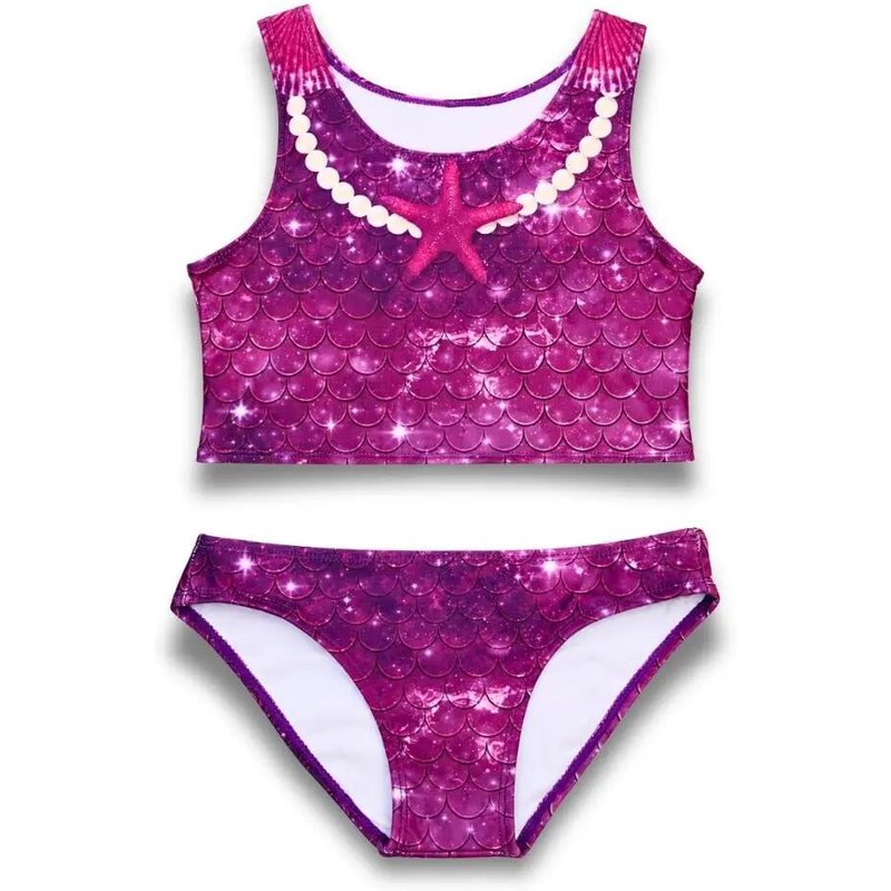Bikini-Set für Mädchen, Stern des Meeres, Lila - Meerjungfrauen-Bademode