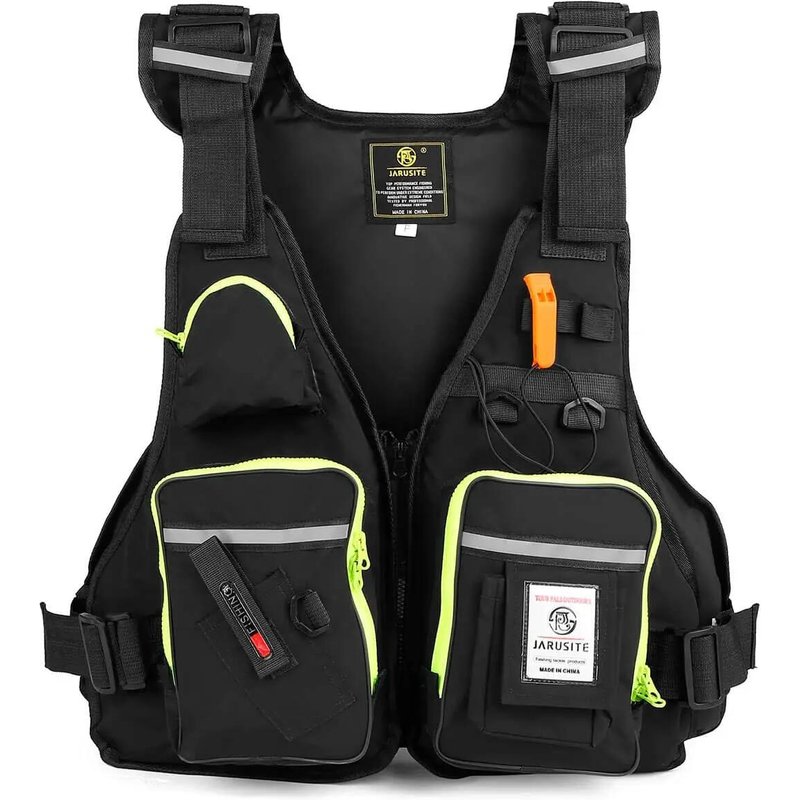 Rettungsweste Angeln J28 70N Schwarz - Schwimmhilfe Anglerweste M-L 75-100 kg