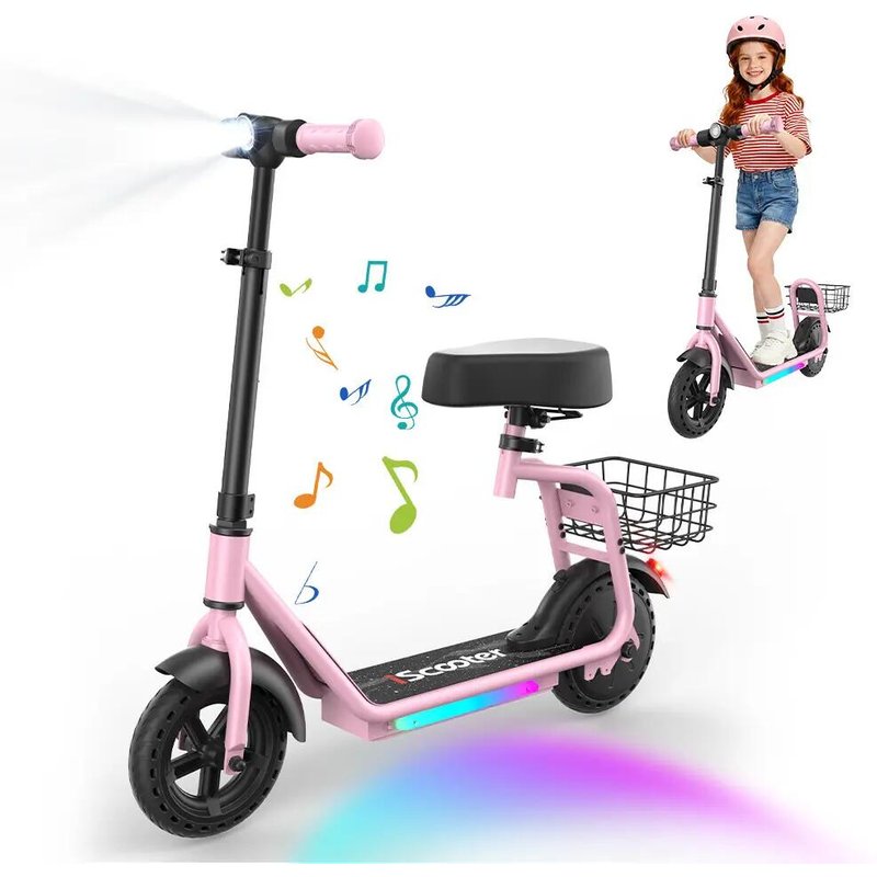 iScooter iK7 Kinder-E-Scooter 20 km/h mit Sitz, Korb und App