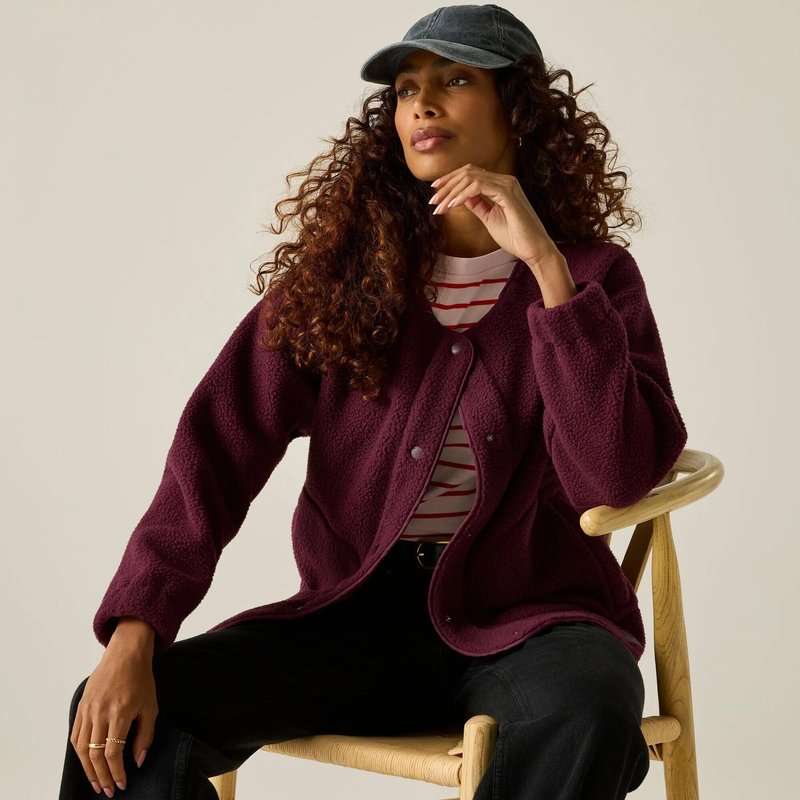 Damen-Fleecejacke mit durchgehender Knopfleiste von Lea