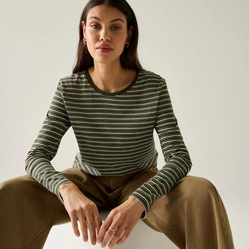 Federica Damen-Langarmshirt mit Rundhalsausschnitt und Streifen