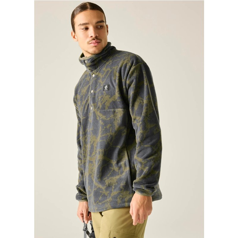 Herren-Fleecejacke mit Print und halbem Reißverschluss