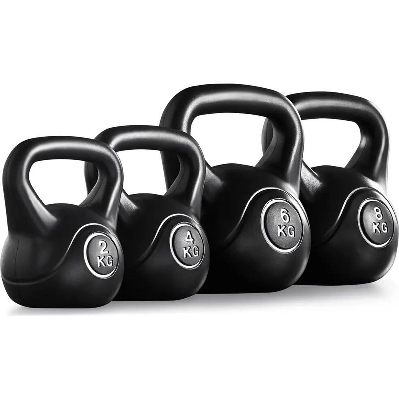 4-er Kugelhantel-Set 2/4/6/8 kg Kettlebell für Krafttraining, Schwarz
