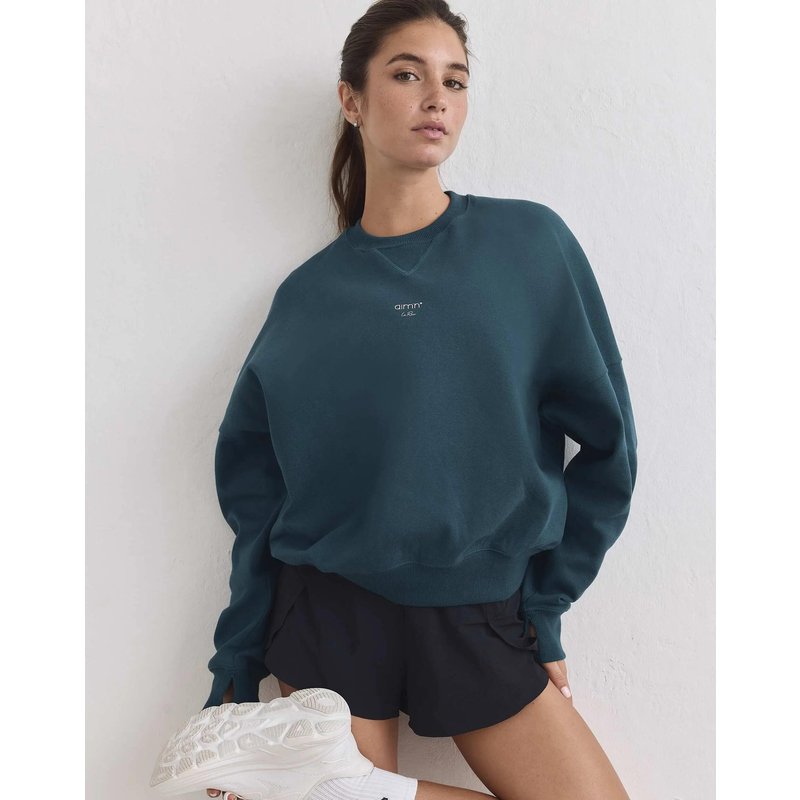 Damen Lauf-Sweatshirt Atmungsaktiv Feuchtigkeitsableitend Le Run Lagunengrün