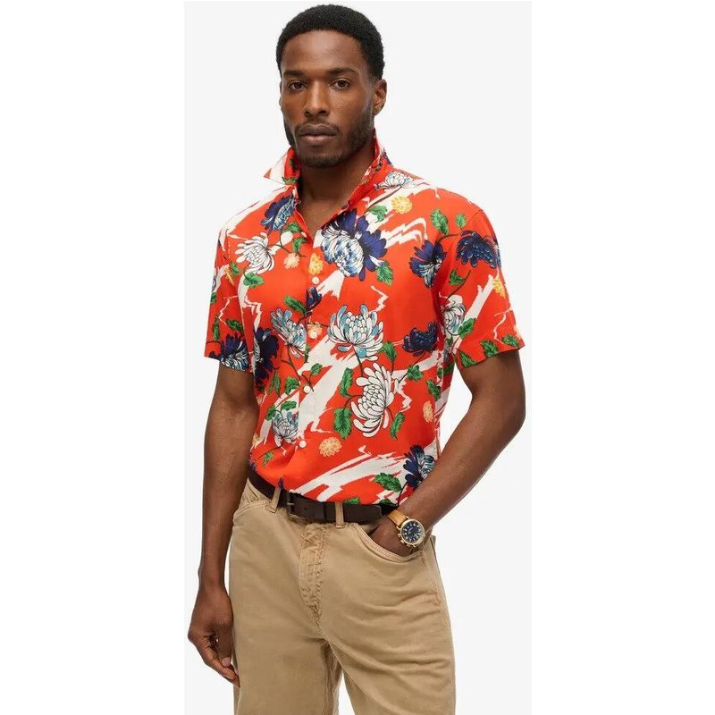 superdry Kurzarm-Hawaiihemd Aya Burnt Orange Floral
