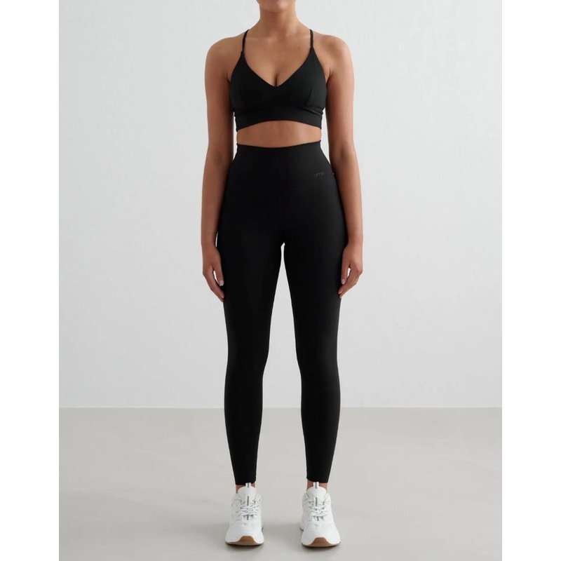 Damen Leggings Hoher Bund Schweißableitend squat proof Extralang Sense Schwarz