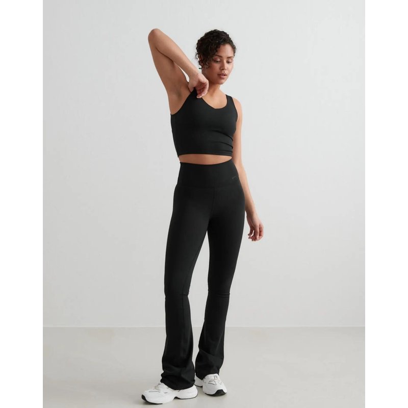 Damen Leggings Ausgestellt Hoher Bund Lang Sense Schwarz