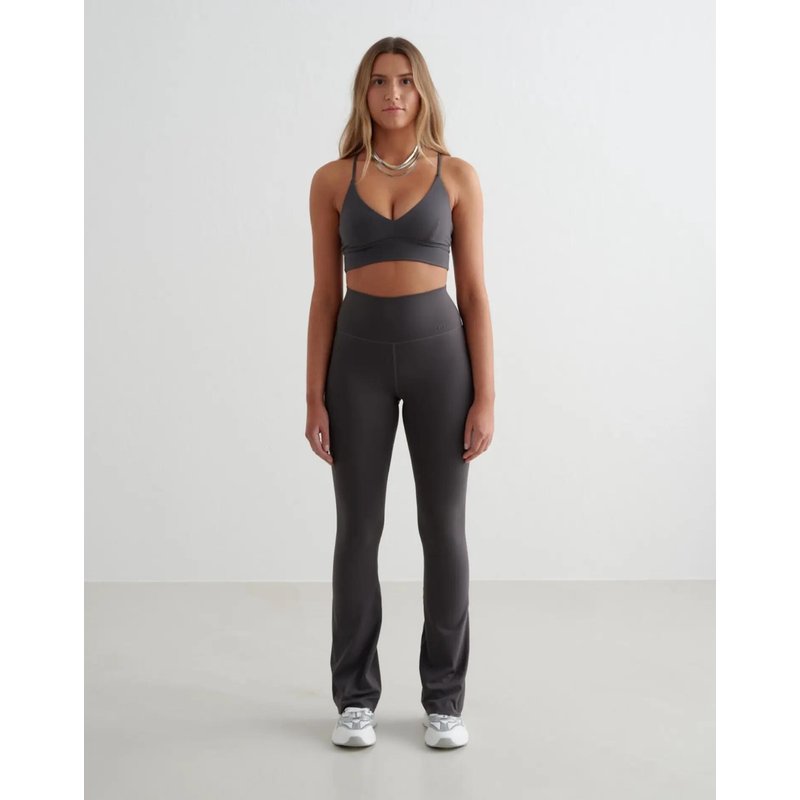 Damen Leggings Ausgestellt Hoher Bund Lang Sense Grau
