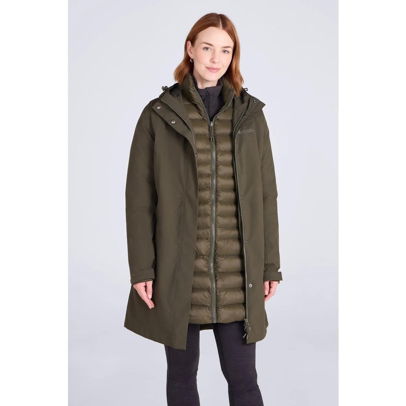 Damen Wandern 3-in-1-Jacke Lang Wasserdicht Winddicht Kapuze - Alaskan